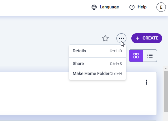View the details of a folder, share, or marka  folder as Home.